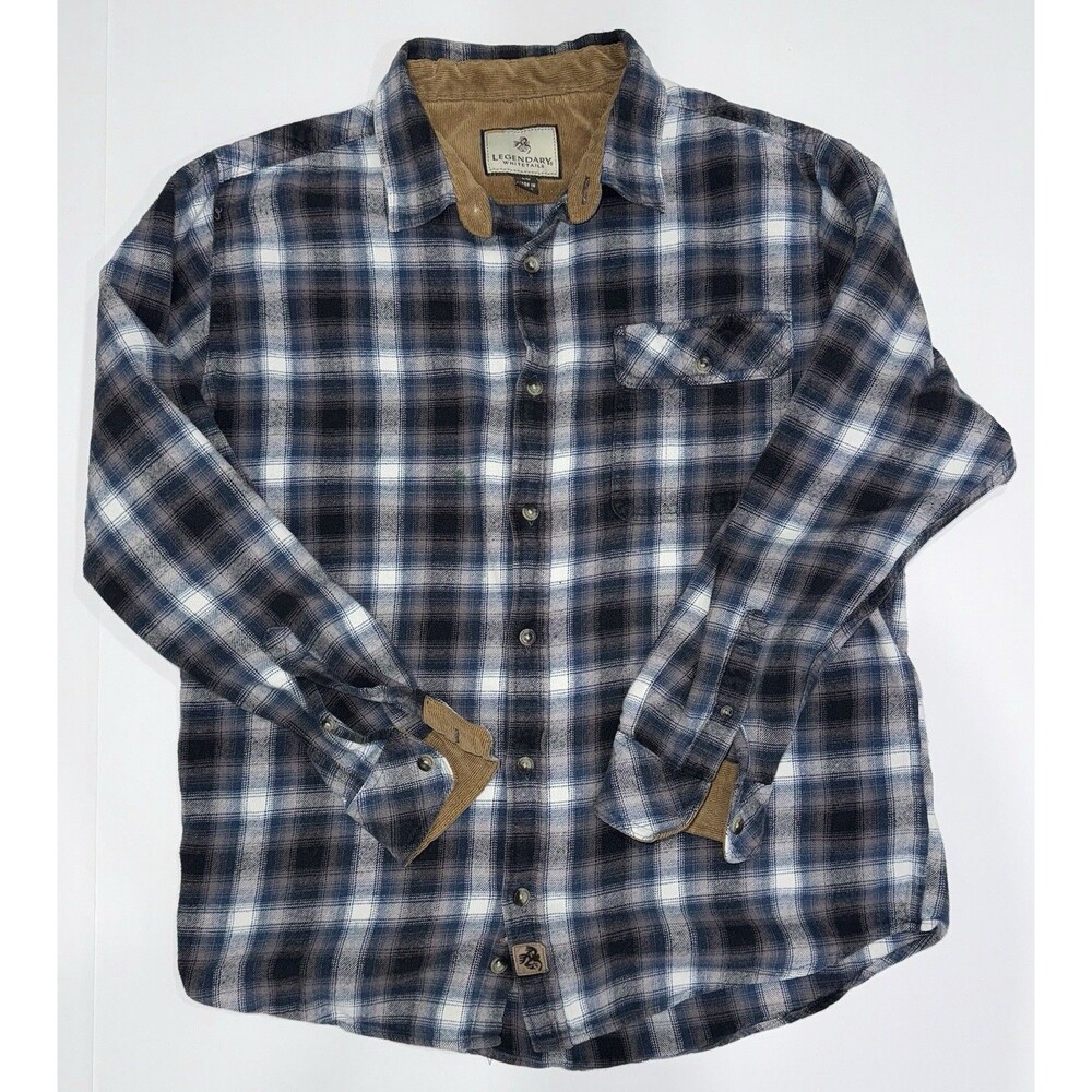 Legendary Whitetail Blue Plaid Flannel Shirt Mens Size Large Tall‎